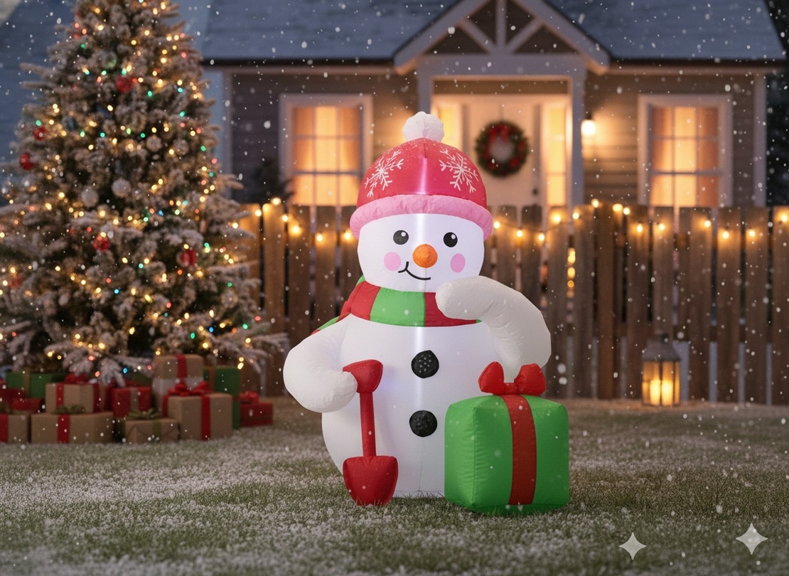 Om de zapada gonflabil pentru exterior, cu iluminare LED, 180 cm, compresor integrat, alb