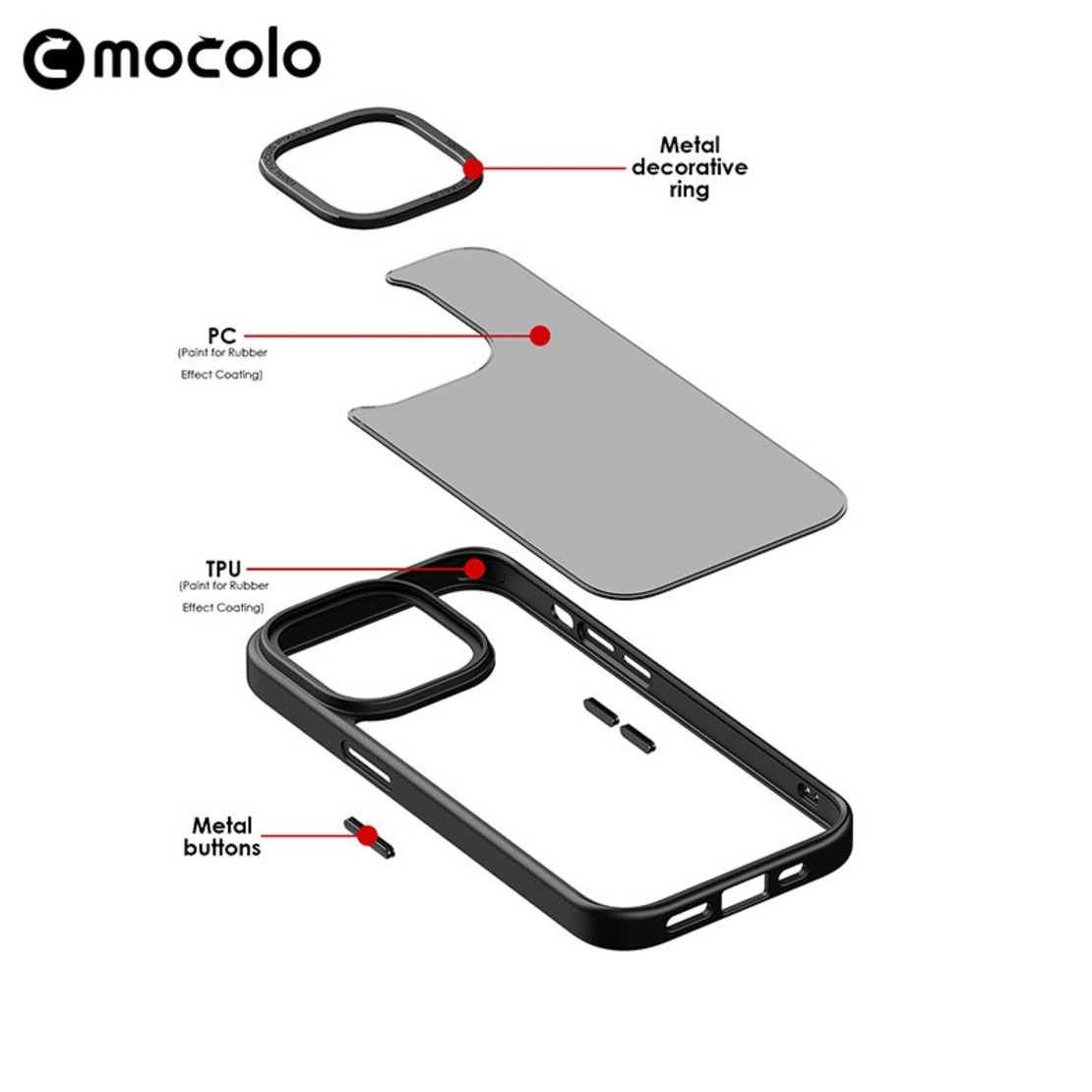 Husa de protectie pentru iPhone 14 Plus, cu suport metalic pentru camera, Bracket Series, Vafy, Protectie Antisoc, PC mat, silicon moale pe margini, Transparent