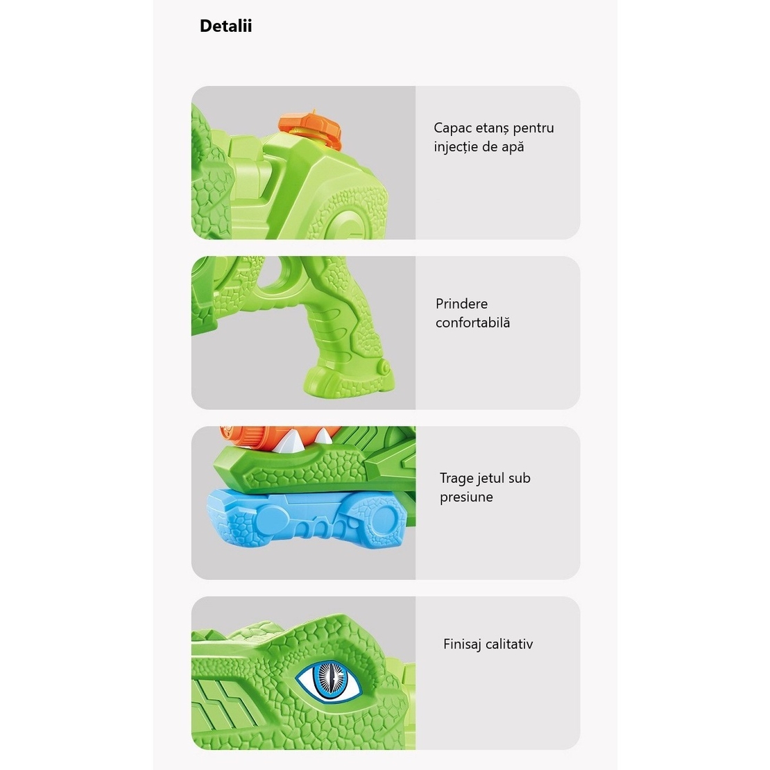 Set 2x Pistol cu Apa pentru Copii, Rezervor, Pentru Piscina/Plaja, Flippy, 6ani+, Tiranozaur, Roz + Verde,660 ML