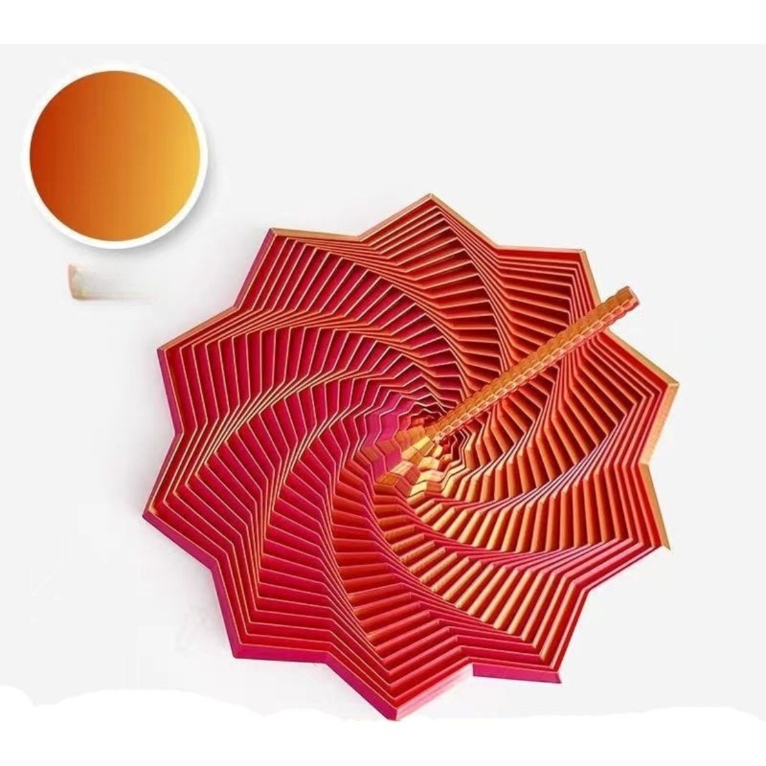 Jucarie Decompresie, Flippy, Model Stea 3D, DuoChrome, Maner Spirala, Turn Magic Geometric, Multiple Forme, Anti-stress, 17 cm, Rosu/Auriu