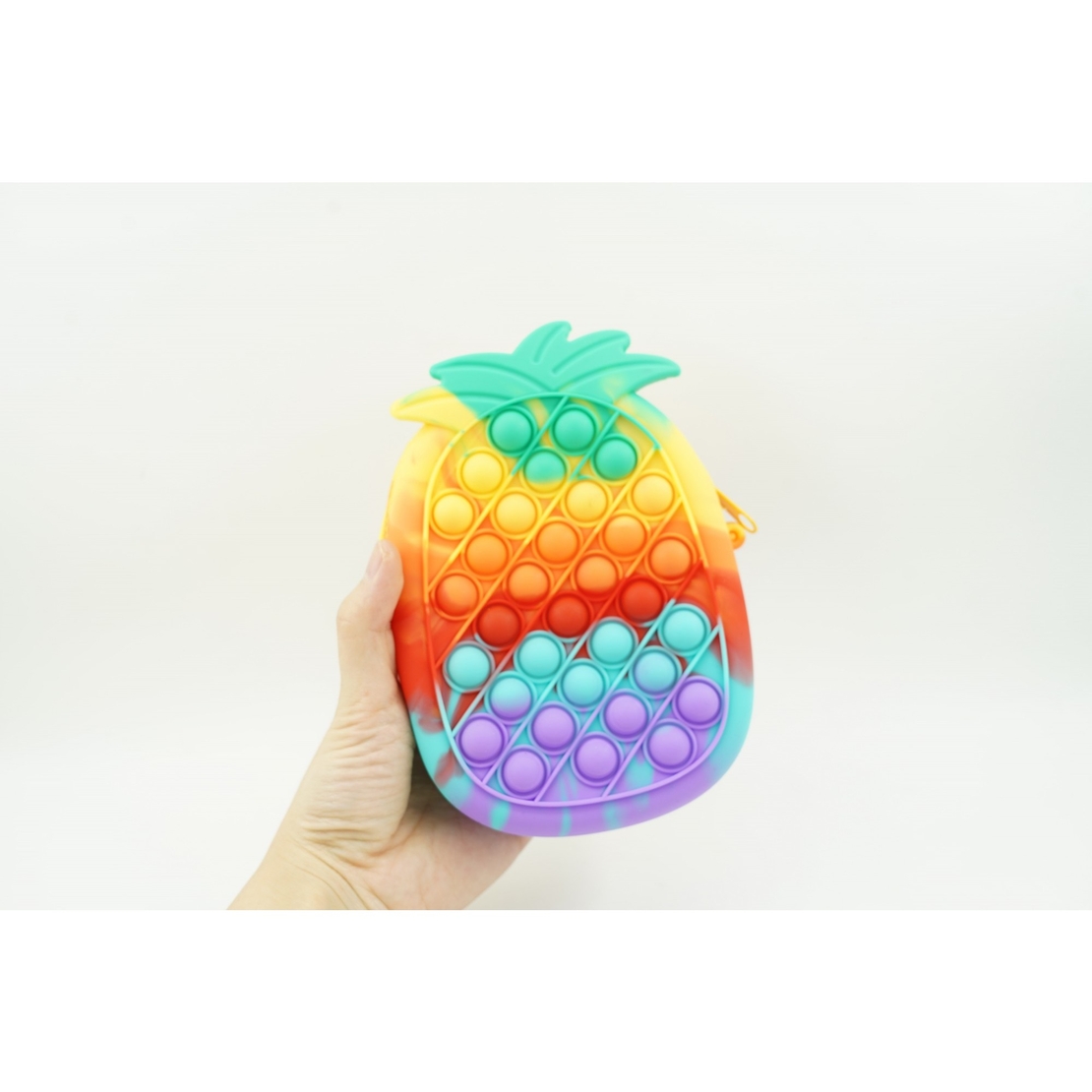 Jucarie antistres din silicon, Flippy, Pop It Now and Flip It, Geanta mica, Ananas, Multicolor, Model 1