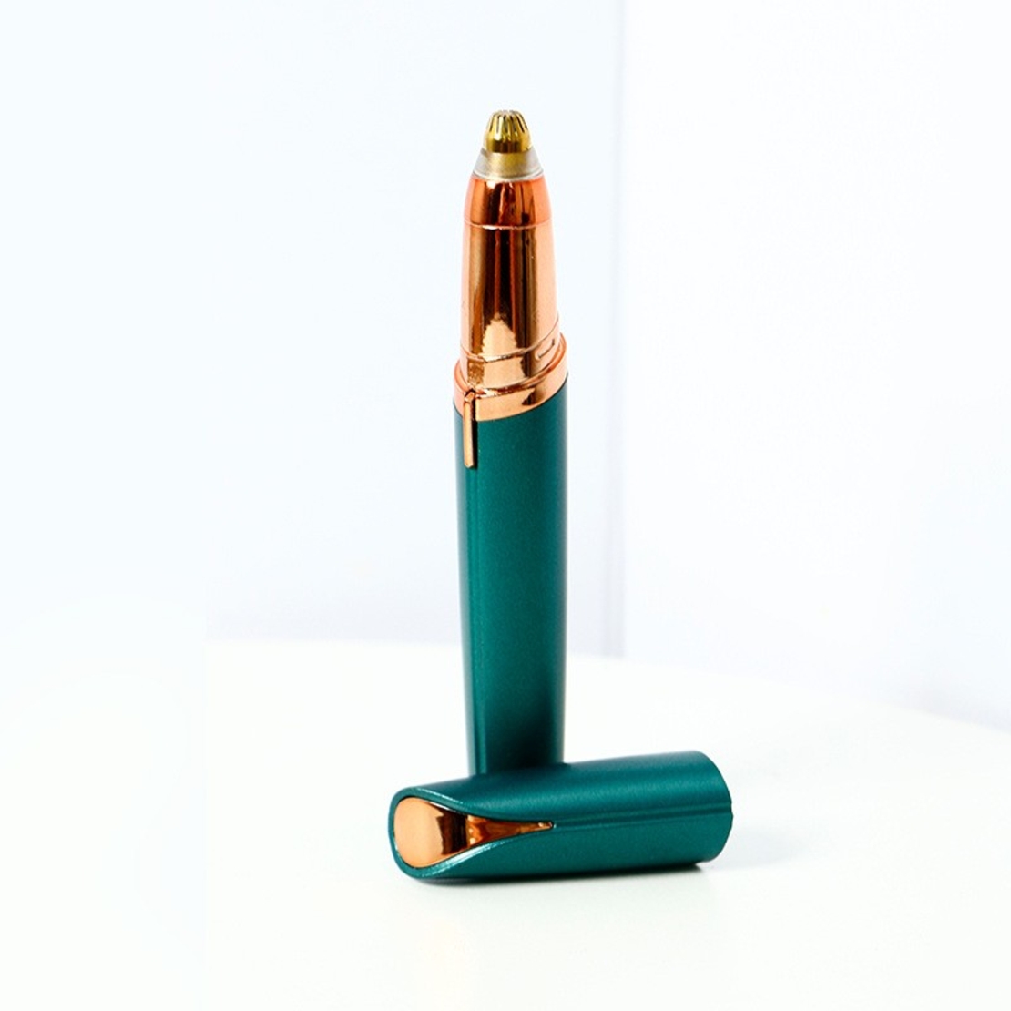 Trimmer Facial, Flippy, pentru Sprancene, Incarcare USB, 1.5 x 13 cm, din ABS, Verde