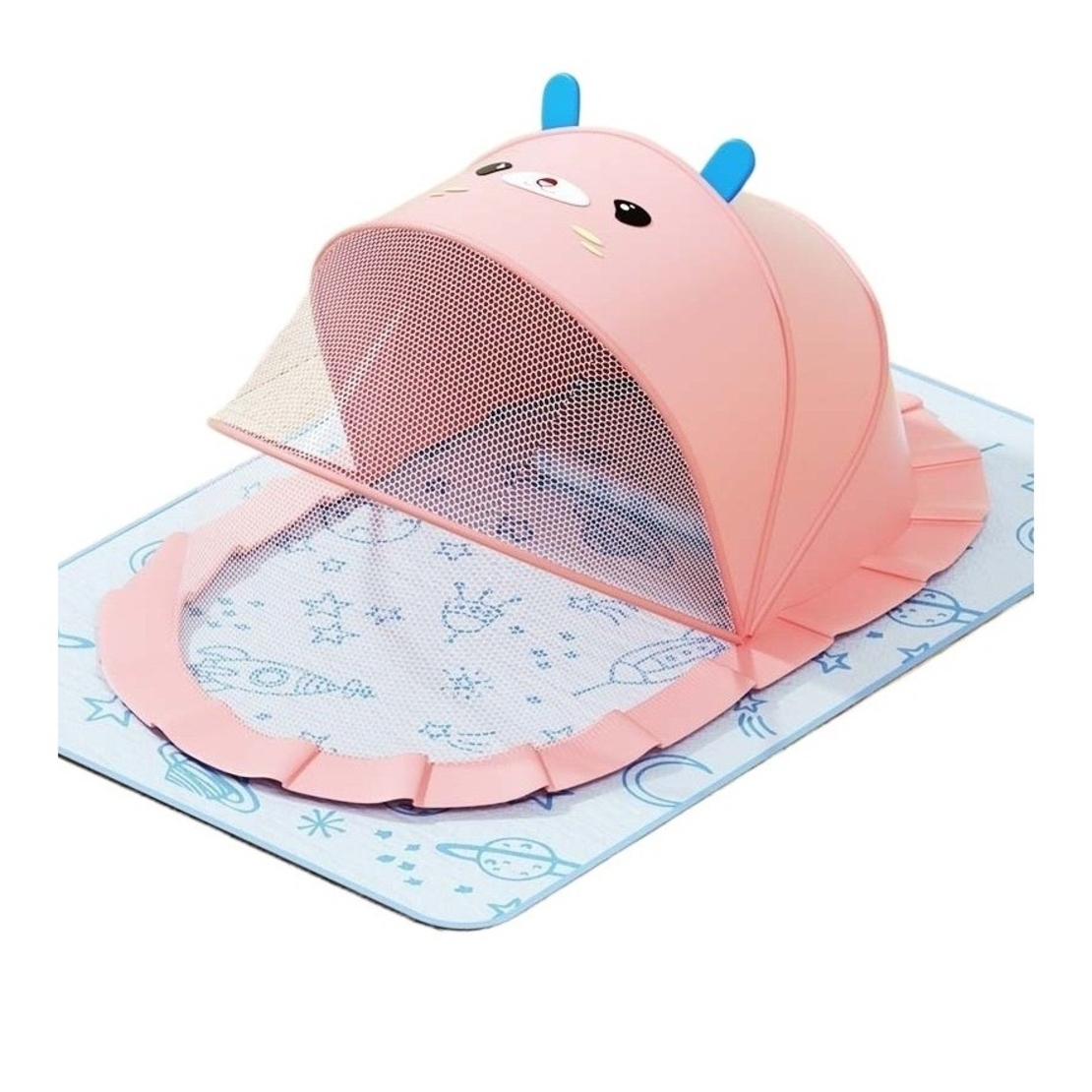 Husa Anti-Tantari, Vafy, Pliabila, Protectie 360 Grade, Parasolar, 0-1 An, 60 x 55 x 5 cm, Roz