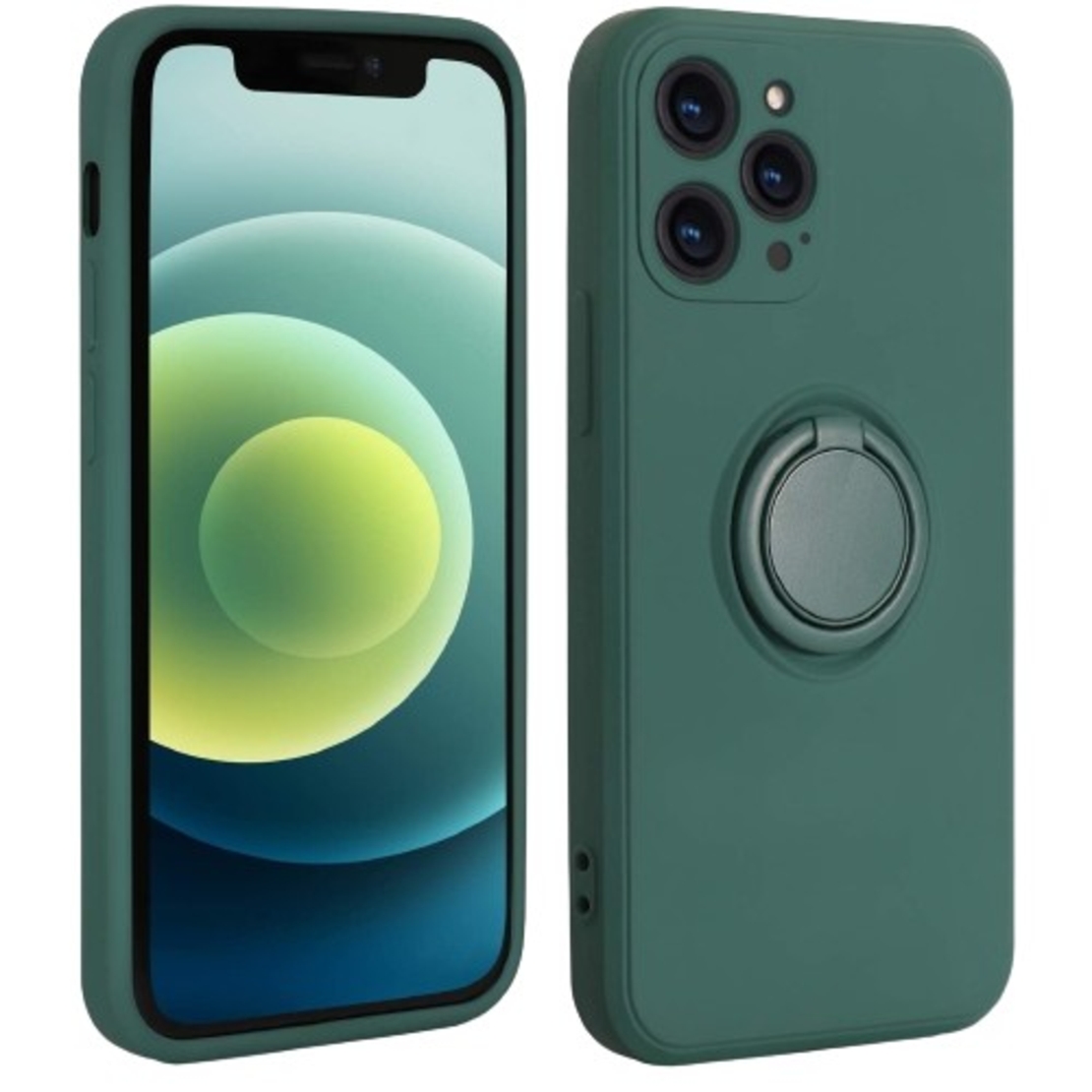Husa protectie Vafy compatibila cu Samsung Galaxy A71 Liquid Silicone Ring cu suport rotativ Verde