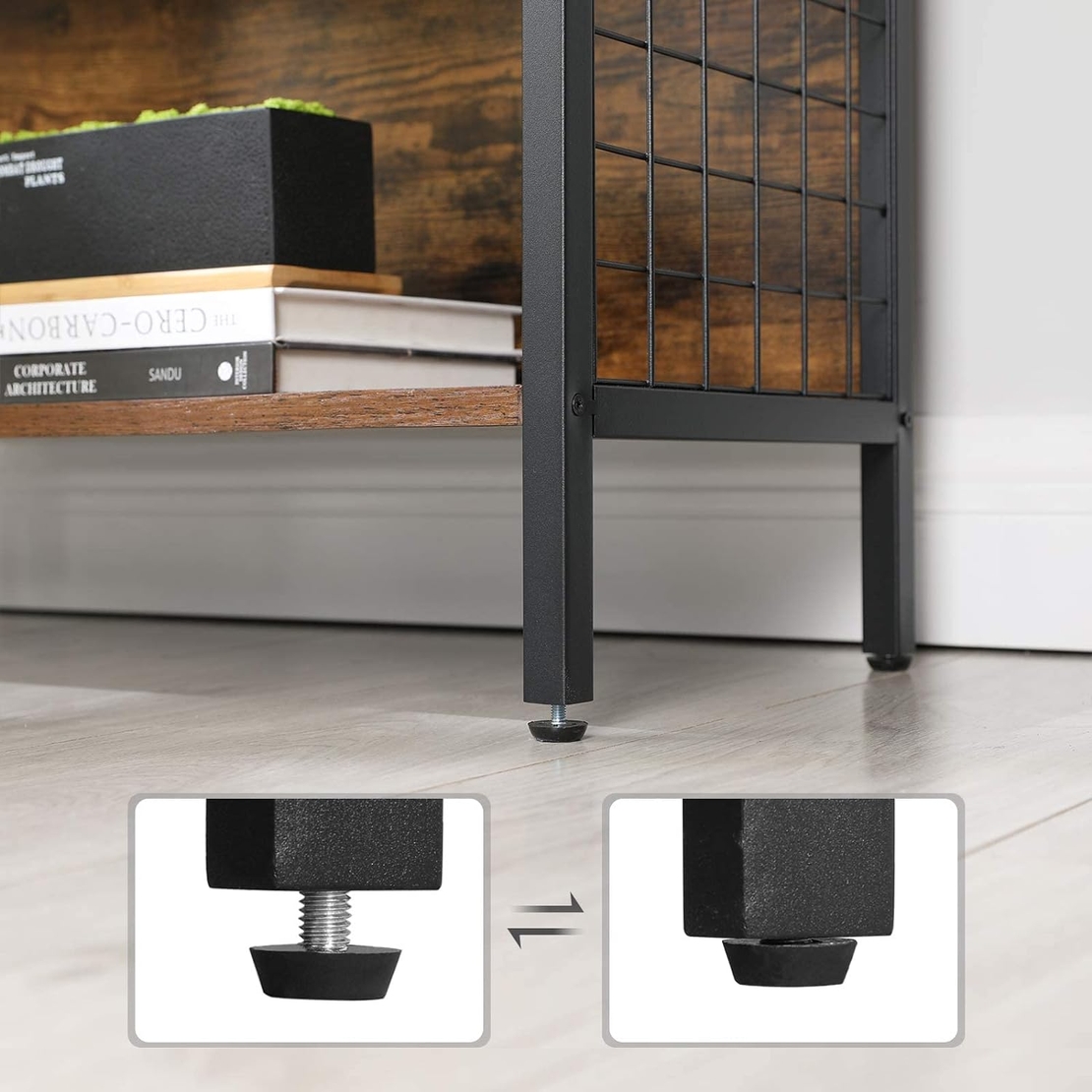 VASAGLE Biblioteca, raft cu 4 niveluri, cadru otel si polite din MDF, 74x30x155cm, maro rustic si negru