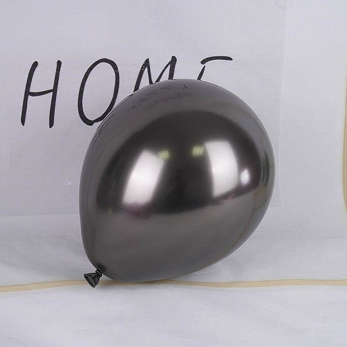 Set 12 Baloane, Flippy, din Latex Chrome, 13 cm, Negru