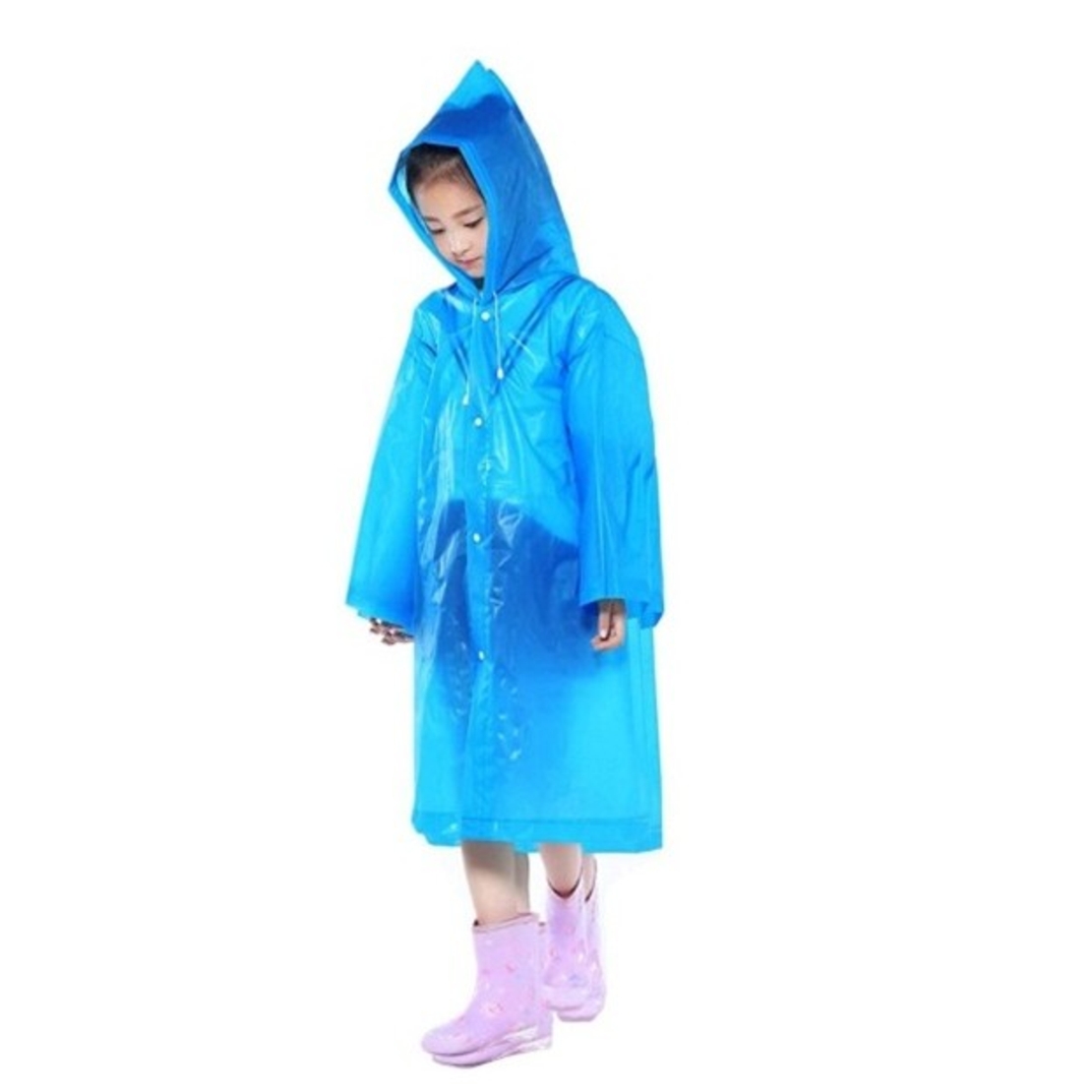 Pelerina de Ploaie, Flippy, pentru Copii 100-145 cm, din EVA, Impermeabila, Inchidere cu Capse, Albastru