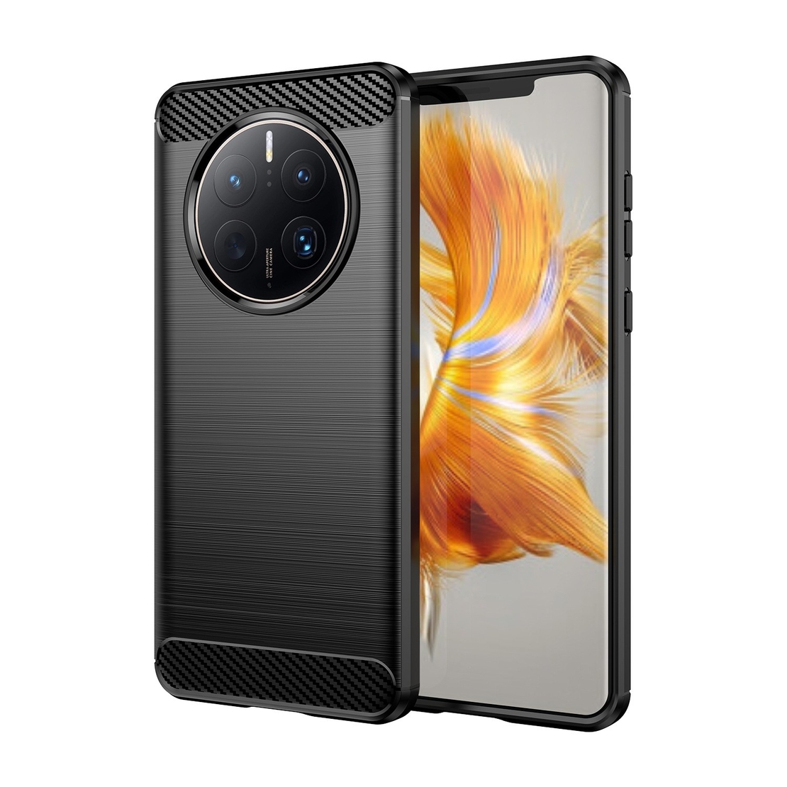Husa de Protectie pentru Huawei Mate 50 Pro, Vafy, Protectie 360, din TPU cu element de Carbon, Anti Alunecare, 1.8 mm, Negru