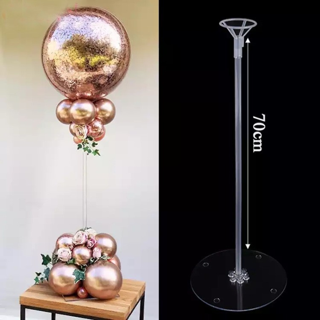 Suport de Masa pentru Baloane, Flippy, Accesoriu Decorativ, din Plastic, 70 cm, Transparent