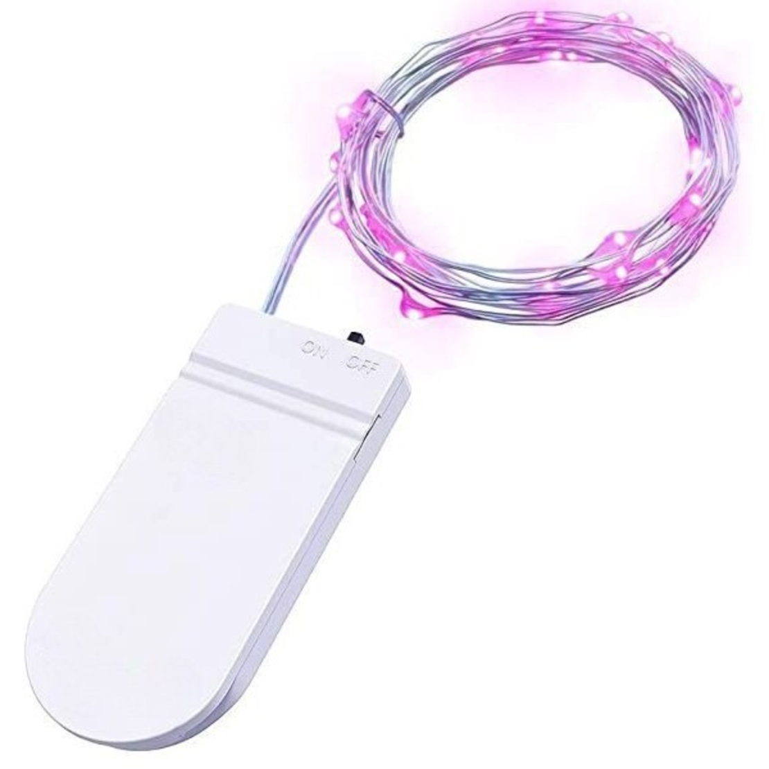 Instalatie Craciun, 2 metri, 20 LED-uri, Roz, cu baterii, fir cupru, liniar, interior/exterior, Vafy