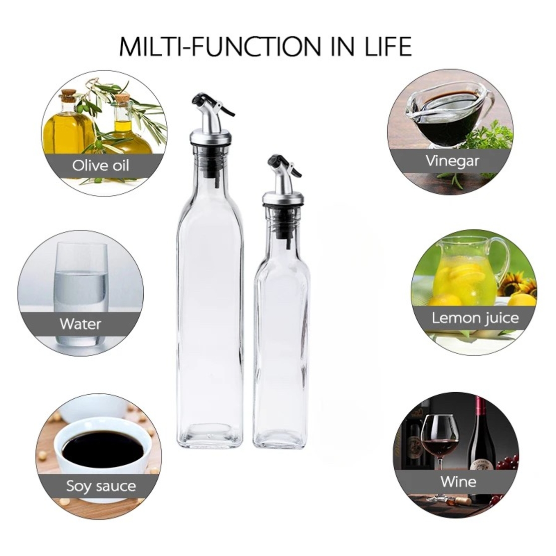 Sticla de Ulei de Masline, Vafy, Sticla etansa pentru Lichide de Bucatarie, Sticla pentru Uleiuri, Sosuri, Otet, Capac din Inox Dozator, 19.5 x 4.8 cm, volum 150 ml, Transparent