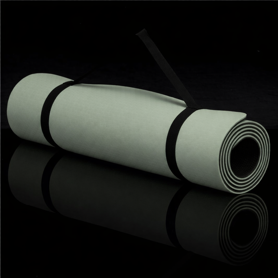 Saltea yoga antiderapanta din TPE, 183x61x0.6 cm, cu curea transport, verde