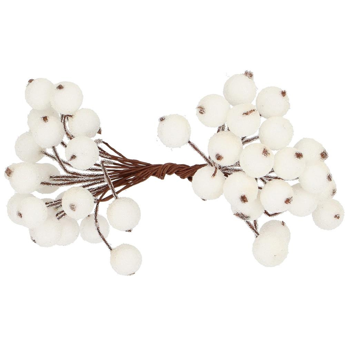 Set decorativ ramuri cu merisoare rosii artificiale inghetate, 15 cm, 200 boabe, alb