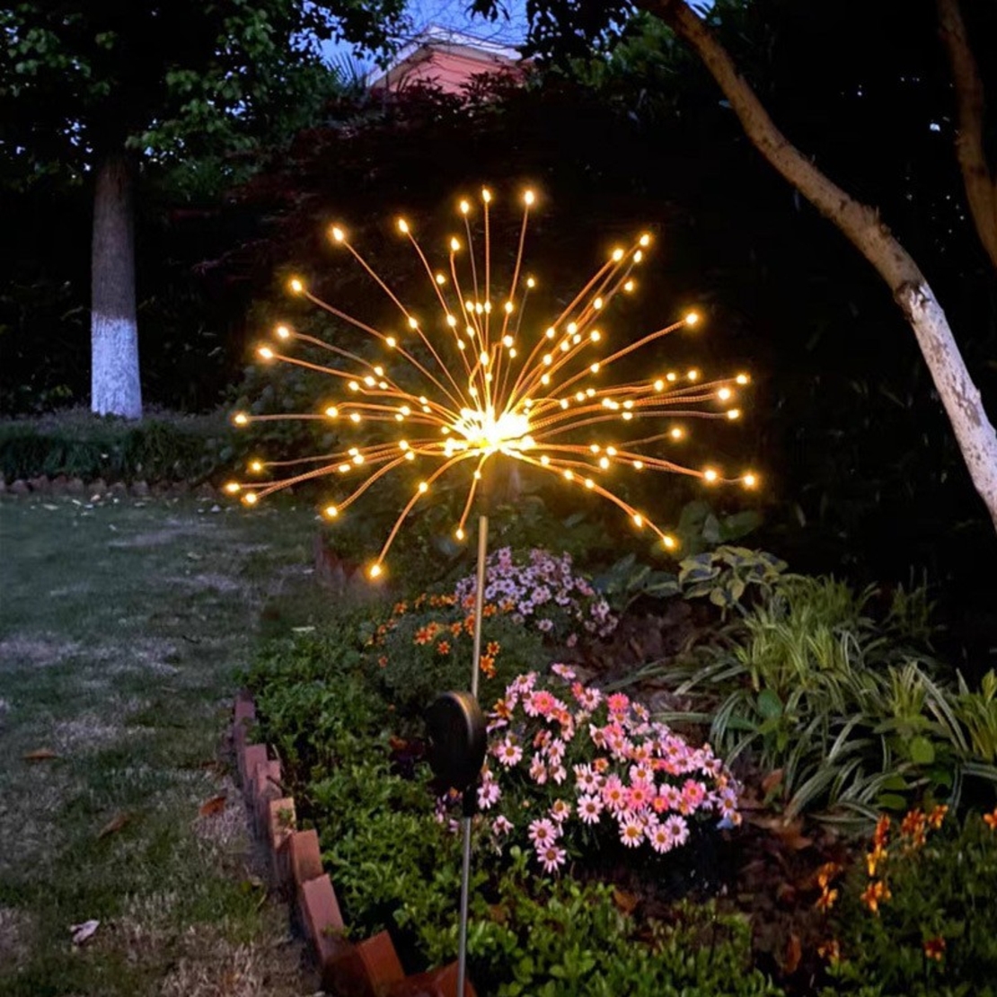 Lampa solara sub forma de artificii, 120 LED-uri, alb cald, Vafy
