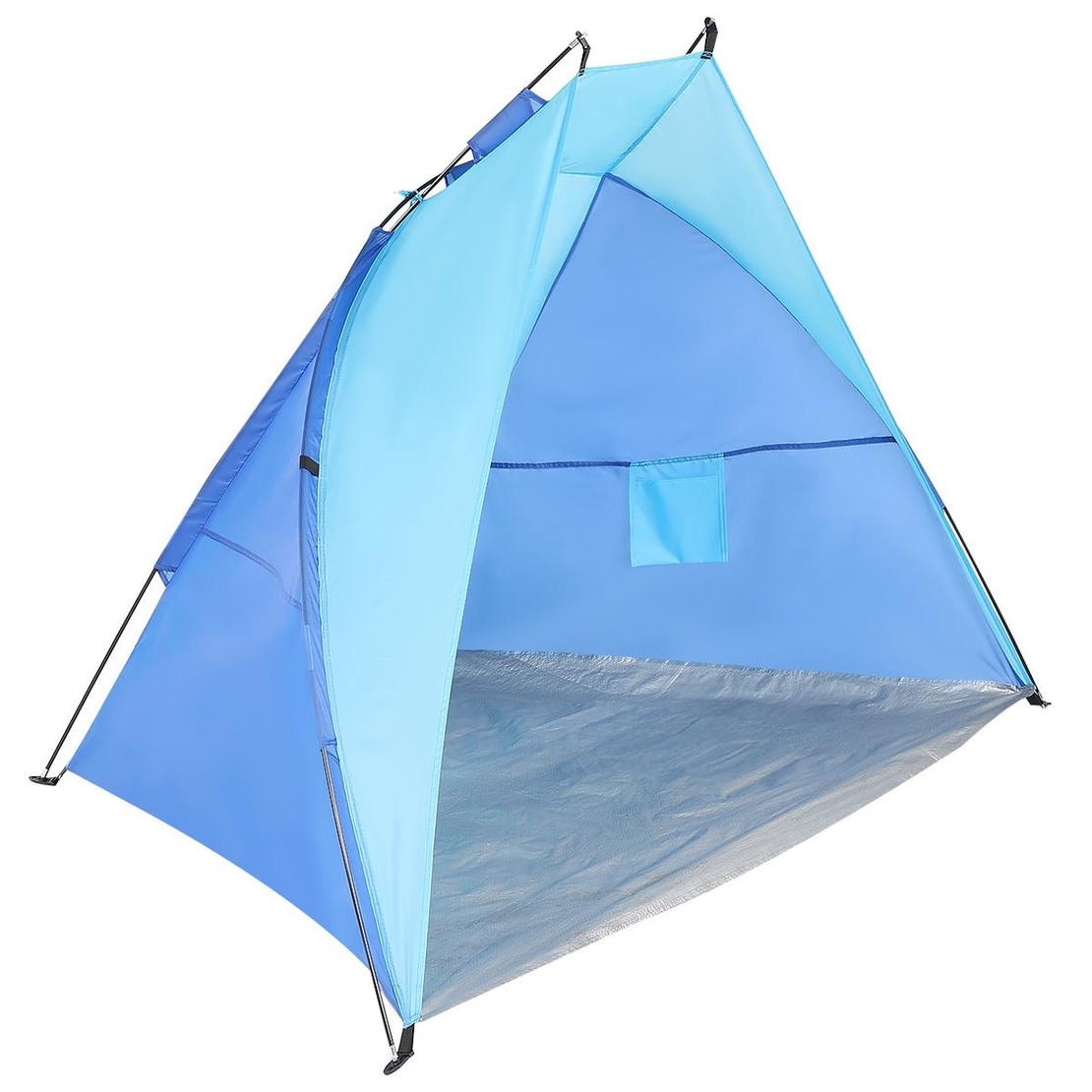Cort plaja pentru 2 persoane, cu protectie UV si podea izolanta, 200x120x120 cm, albastru