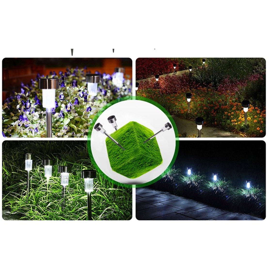Lampa solara LED de Gradina, Flippy, Set 12 Bucati, Dispersor normal, putere 0.06W, Rezistenta IP 44, Lumina Alba Rece, 29 x 4.5 x 4.5 cm, Argintiu
