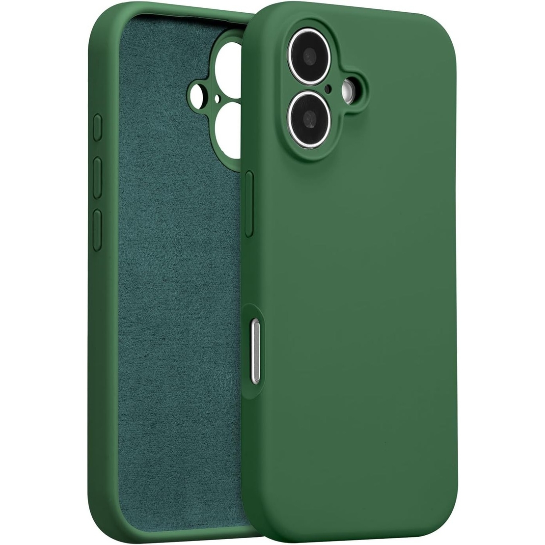 Husa de Protectie, Vafy, pentru iPhone 16 Plus, Liquid Silicone, cu Microfibra pe Interior, Protectie Antisoc, Compatibil Incarcare Wireless, Verde
