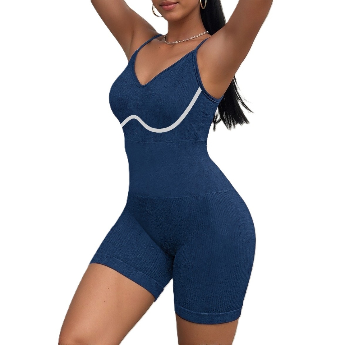 Costum de Fitness/Yoga, Flippy, One Piece, pentru Femei, Material Elastic, Spandex, Albastru, Marime S