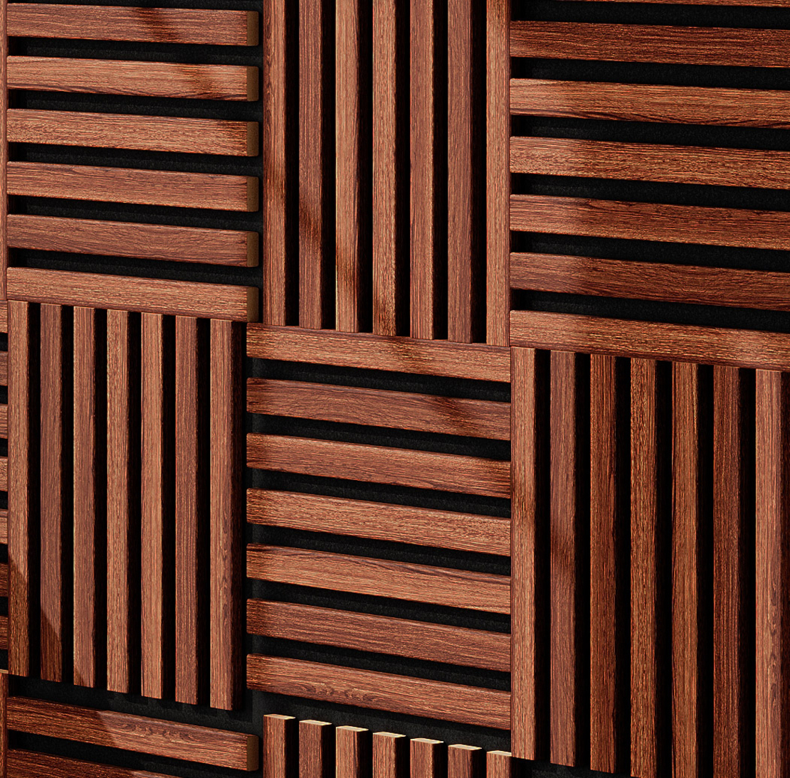 Modul riflaj MDF decorativ LDA PREMIUM de tip panou acustic, Stejar Maro, 30x30 cm