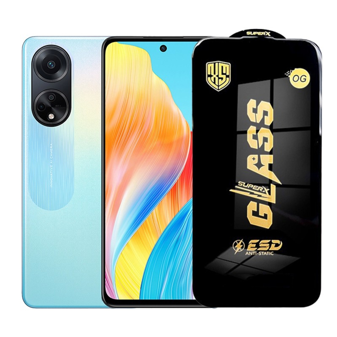 Folie de Protectie pentru Oppo A98, Vafy, Sticla Securizata ESD, Margini Negre, Rezistenta la Zgirieturi, Antistatica, 0.35 mm, Transparenta