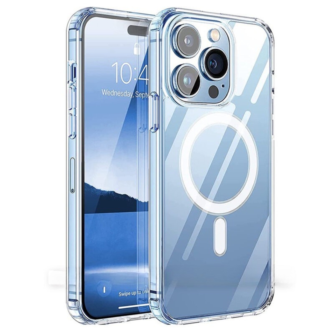 Husa de protectie Vafy compatibila cu Apple iPhone 15, MagSafe Blister, gaura mare camera, transparenta