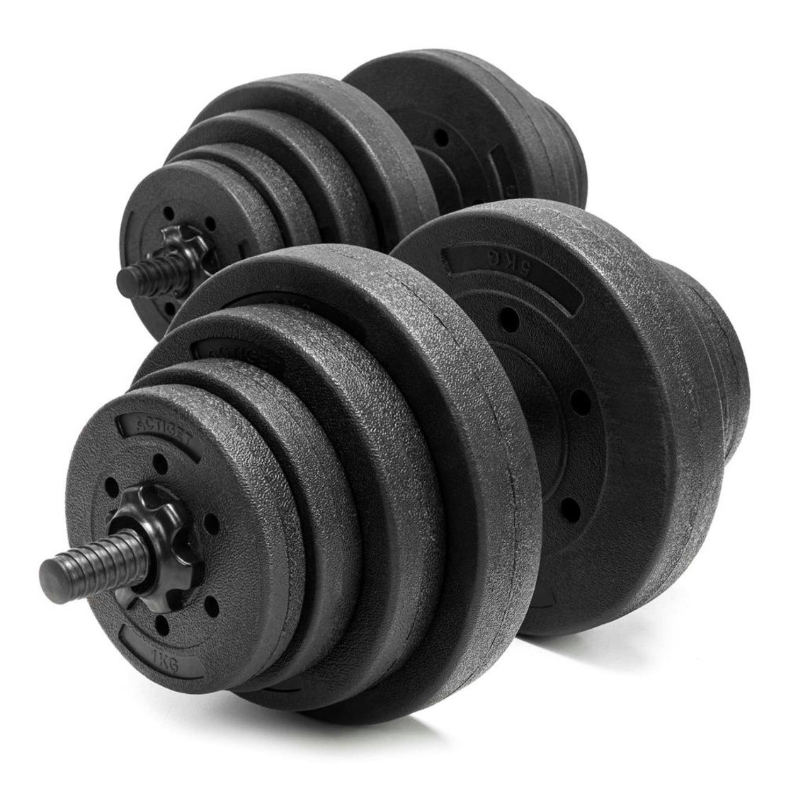 Set gantere reglabile 20 kg (2 x 10 kg), discuri cu invelis PP, negru