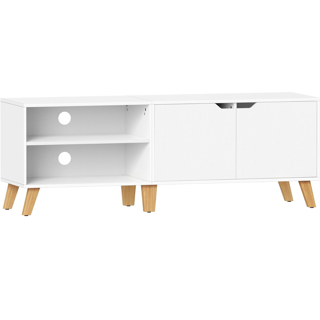 VASAGLE Comoda pentru TV de pana la 65 inch, cu 2 usi si raft reglabil, 40x140x50 cm, alb