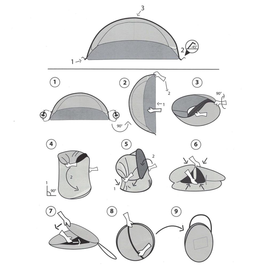 Cort plaja si picnic semi-deschis Sersimo, protectie UV, 200x120x110cm, portocaliu gri