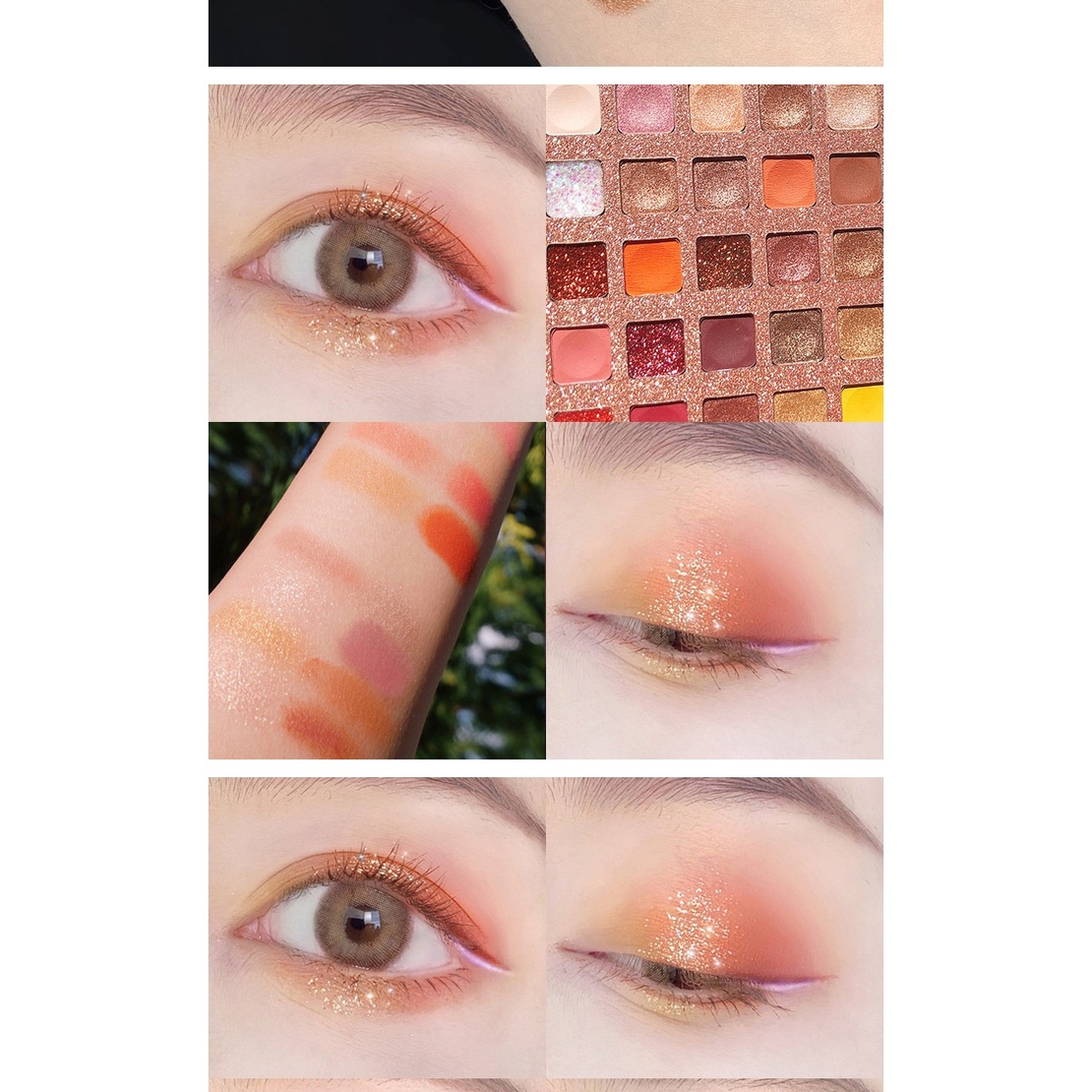 Paleta de farduri cu 40 de culori pigmentate, Roz cu sclipici, Flippy