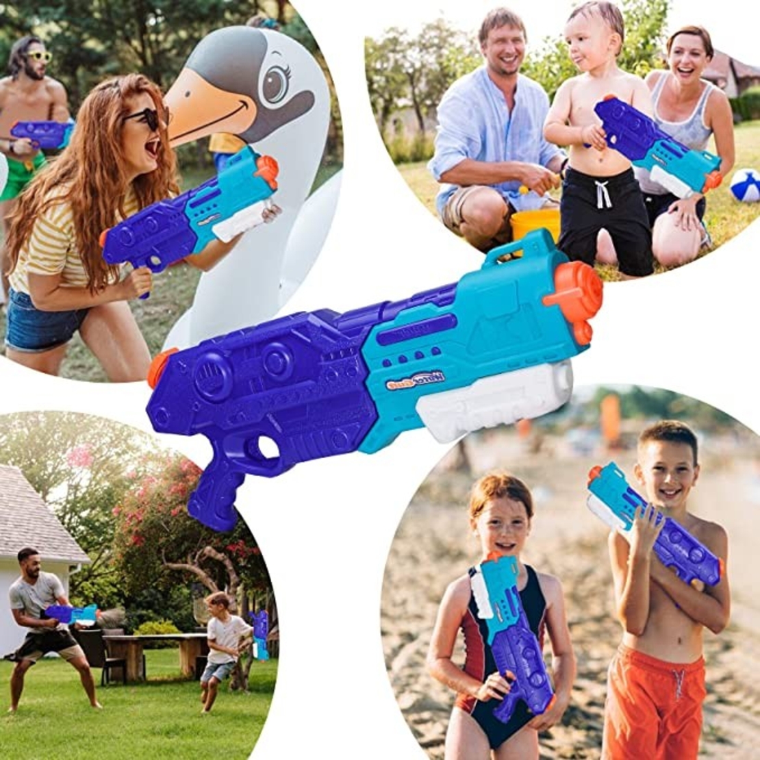 Set 2x Pistol cu Apa pentru Copii, Flippy, 6ani+, Albastru, 1x 900 ML + 1x 300 ML