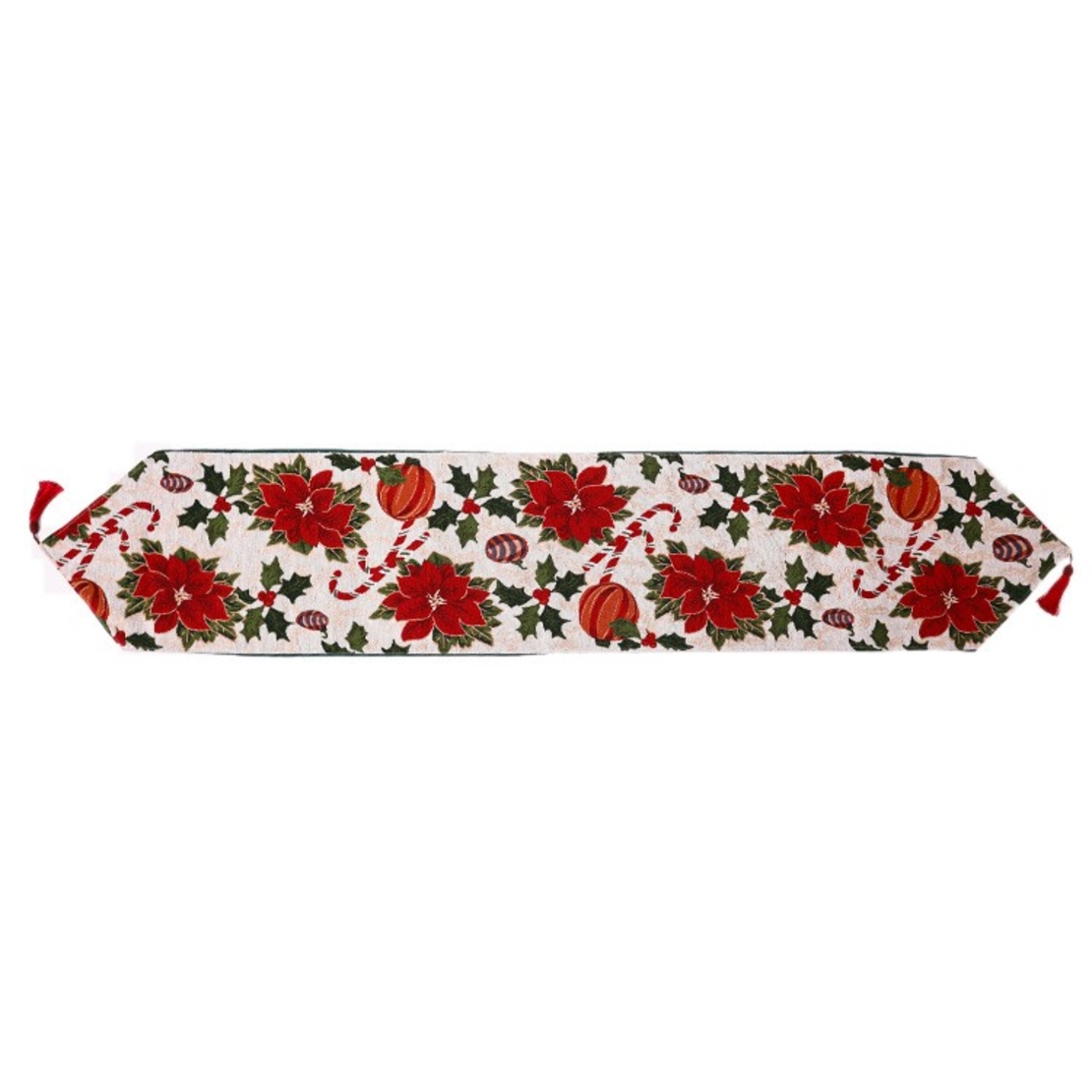 Napron Decorativ pentru Masa, Flippy, Model Flori, Tematica Craciun, 35 x 180 cm, Rosu
