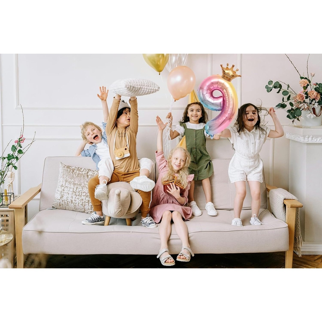 Balon din Folie Metalizata, Flippy, Figurina Cifra Gradient, Tema Aniversare 80 cm, Ambalaj Individual, Pai inclus, Umflare cu Aer sau Heliu