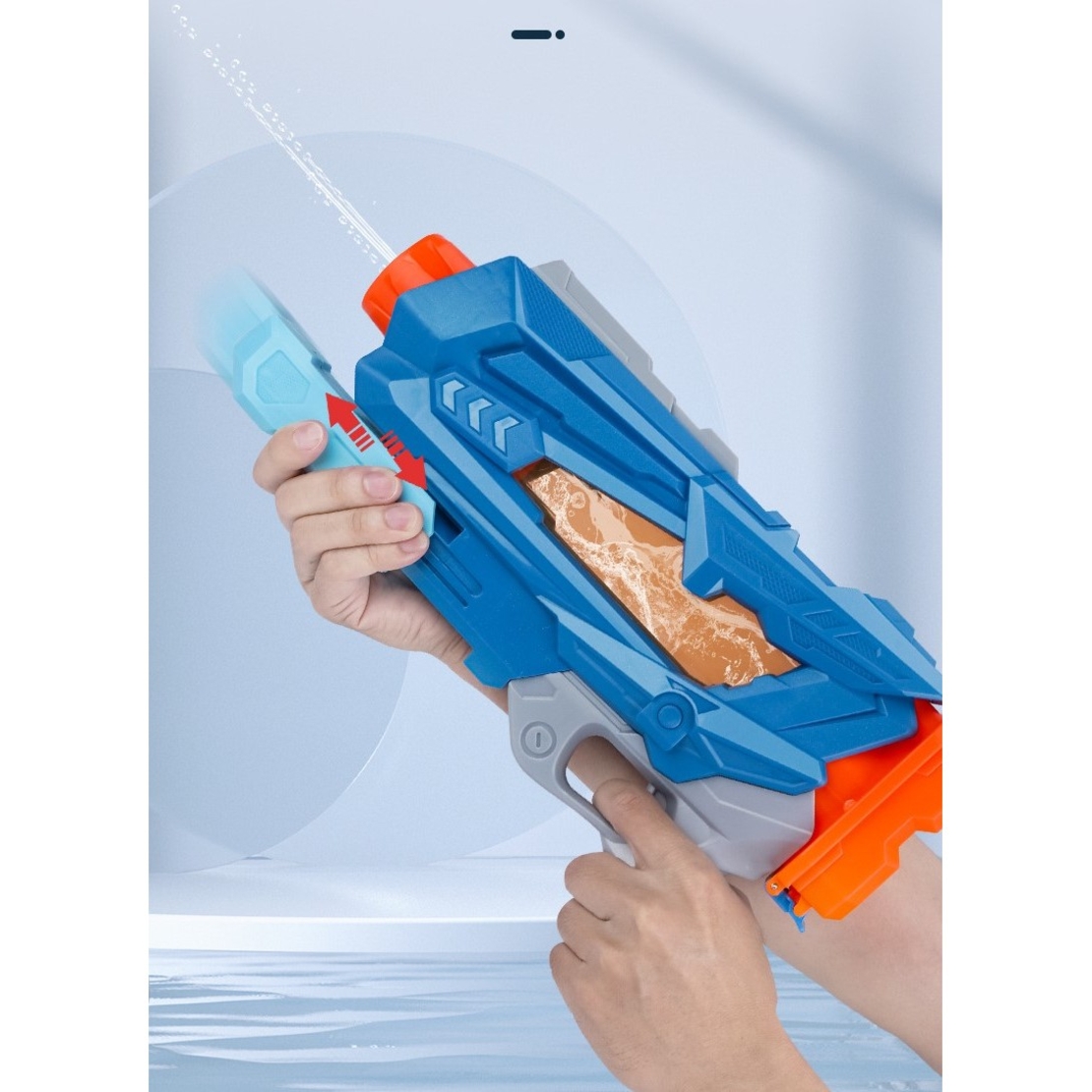Pistol cu Apa pentru Copii, Rezervor, Pentru Piscina/Plaja, Flippy, 6ani+, Quick Fill, Albastru, 600ML