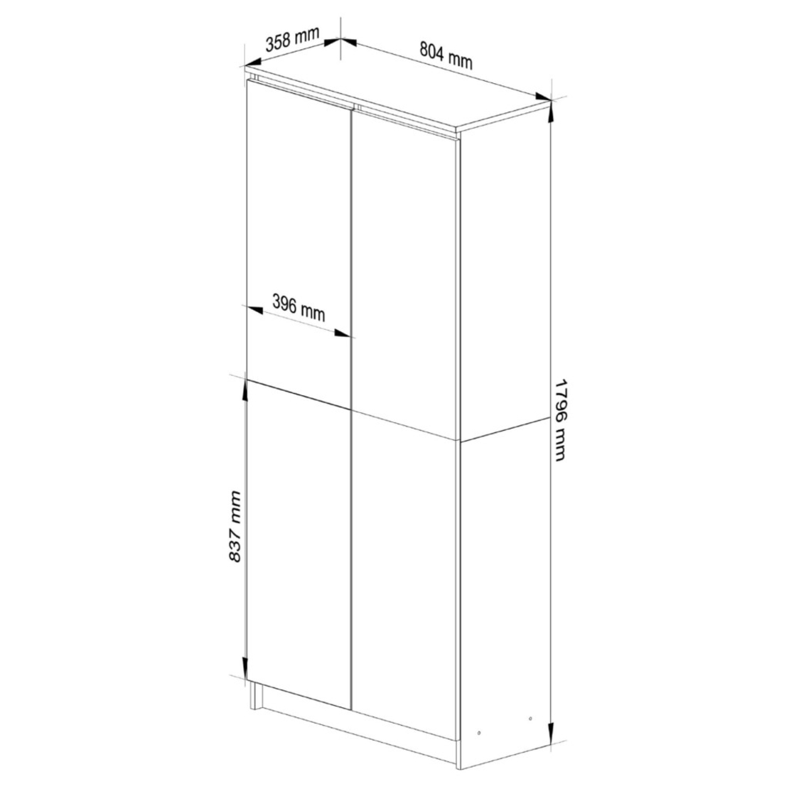 Dulap cu 8 etajere, PAL laminat 16 mm, 80x35x180 cm, stejar sonoma si alb