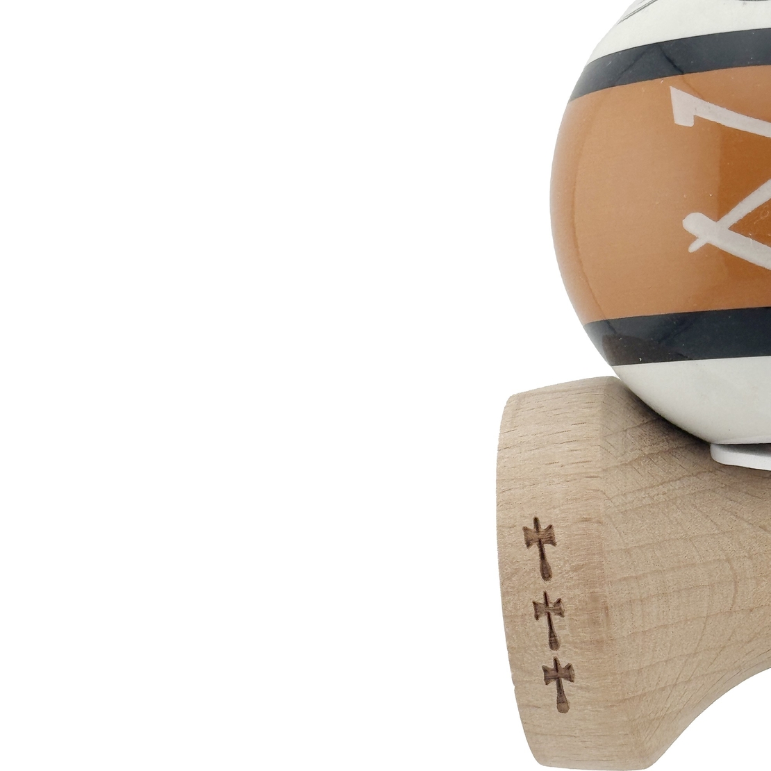Kendama X Zen Series Originala, Profesionala, Flippy, Cupe Mari KING SIZE V3, Super Sticky, Gaura in Baza, Rulment Metalic, din lemn 18 cm, Ata 62/65 cm, Maro