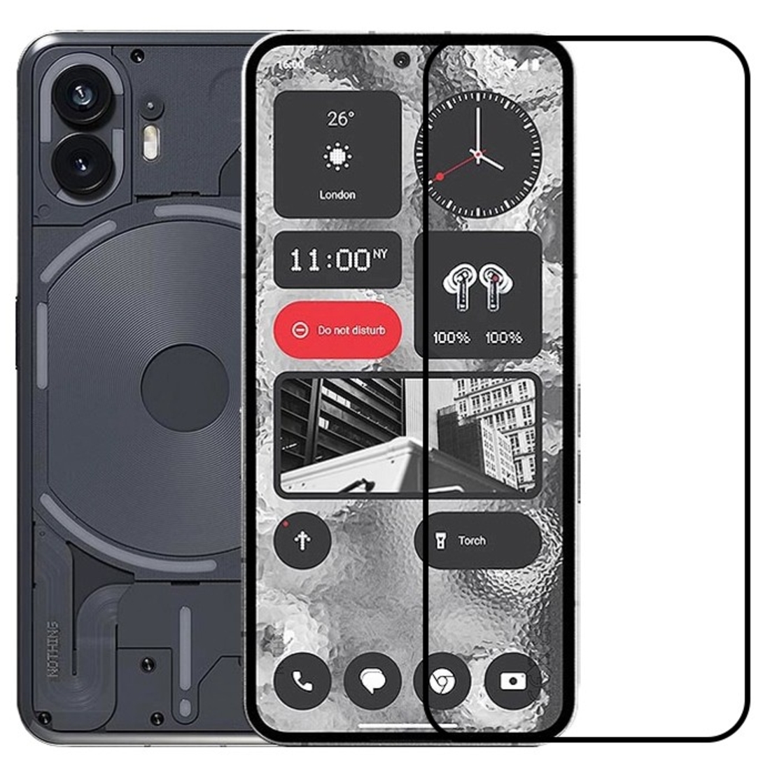 Folie Sticla Securizata, Vafy, Compatibila cu Nothing Phone 2, Full Glue, Margini Negre, Transparent