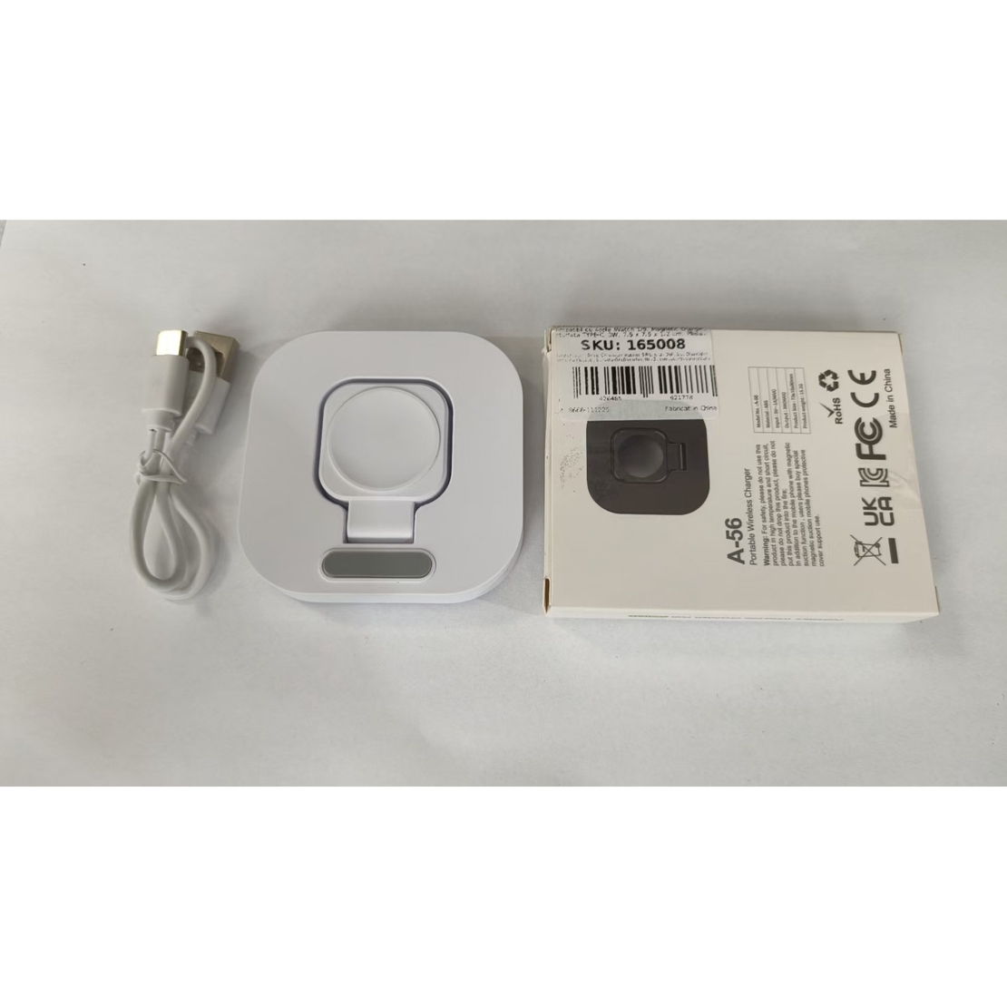 Incarcator Wireless pentru Smart iWatch, Vafy, Compatibil cu Apple iWatch 1/9, Magnetic Charger, Interfata TYPE-C, 3W, 7.5 x 7.5 x 1.2 cm, Pliabil, Alb