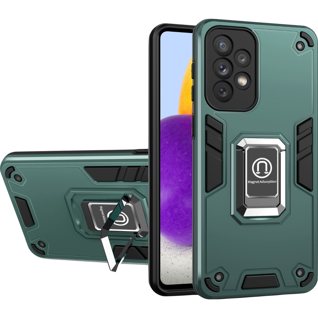 Husa Iron Warriors pentru iPhone 11, Vafy, Hybrid Ring Holder Kickstand, Verde inchis