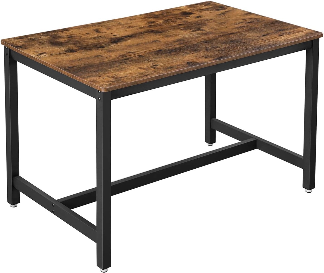 VASAGLE Masa de bucatarie pentru 4 persoane, cadru metalic, stil industrial, 120x75x75 cm, maro rustic