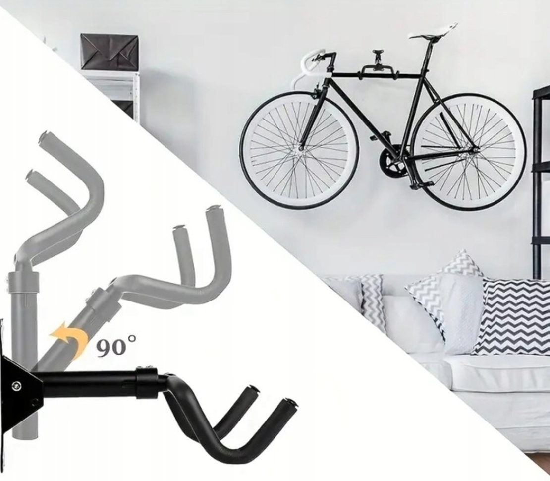 Suport bicicleta pliabil pentru perete, cu unghi reglabil, metal, 36x26x15 cm