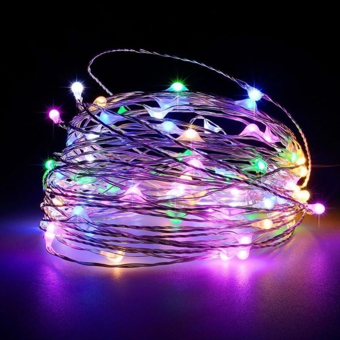 Instalatie Craciun, 10 metri, 100 LED-uri, USB, Telecomanda cu 8 functii, Multicolor, Vafy