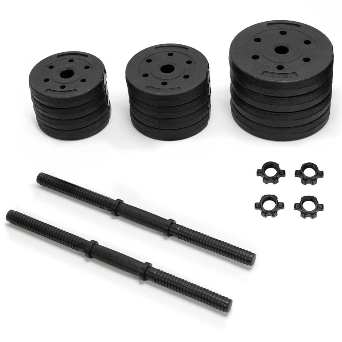 Set gantere reglabile 20 kg (2 x 10 kg), discuri cu invelis PP, negru