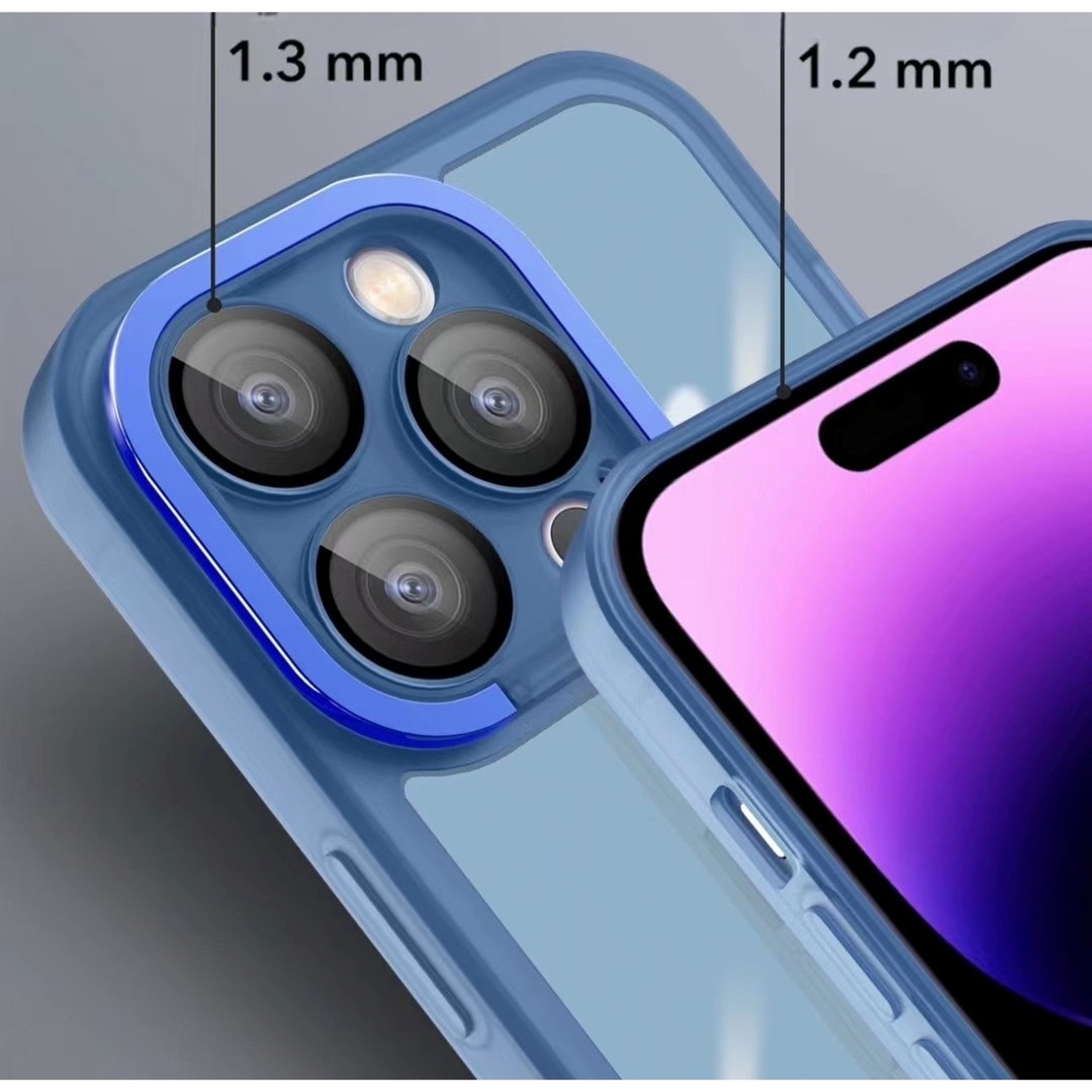 Husa protectie Vafy pentru Apple iPhone 12 Pro Electroplated cu suport pentru camera, 1.5 mm grosime, protectie camera, Albastru