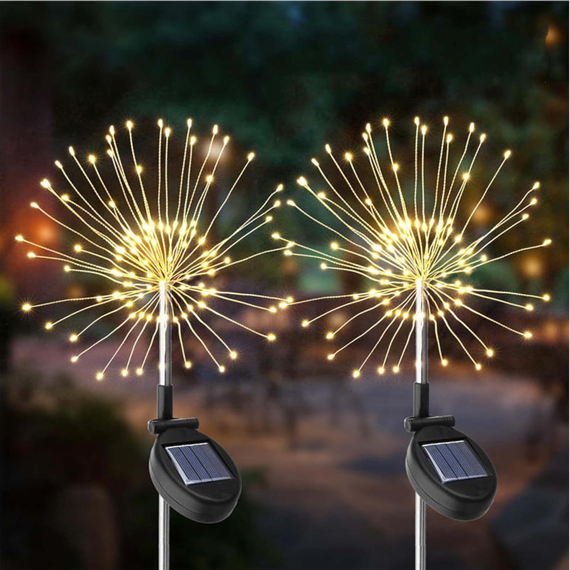 Lampa Solara, Flippy, Decor Gradina, Model Fireworks/Artificii, din Sarma de Cupru, 120 LED-uri, 55W, 90 cm, Alb Cald
