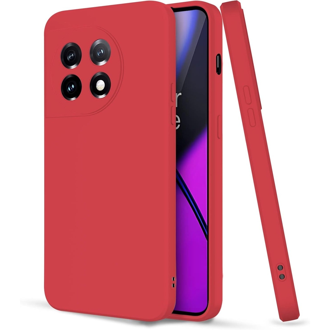 Husa de Protectie, Vafy, pentru OnePlus 11 5G, Liquid Silicone, cu Microfibra pe Interior, Protectie Antisoc, Compatibil Incarcare Wireless, Rosu