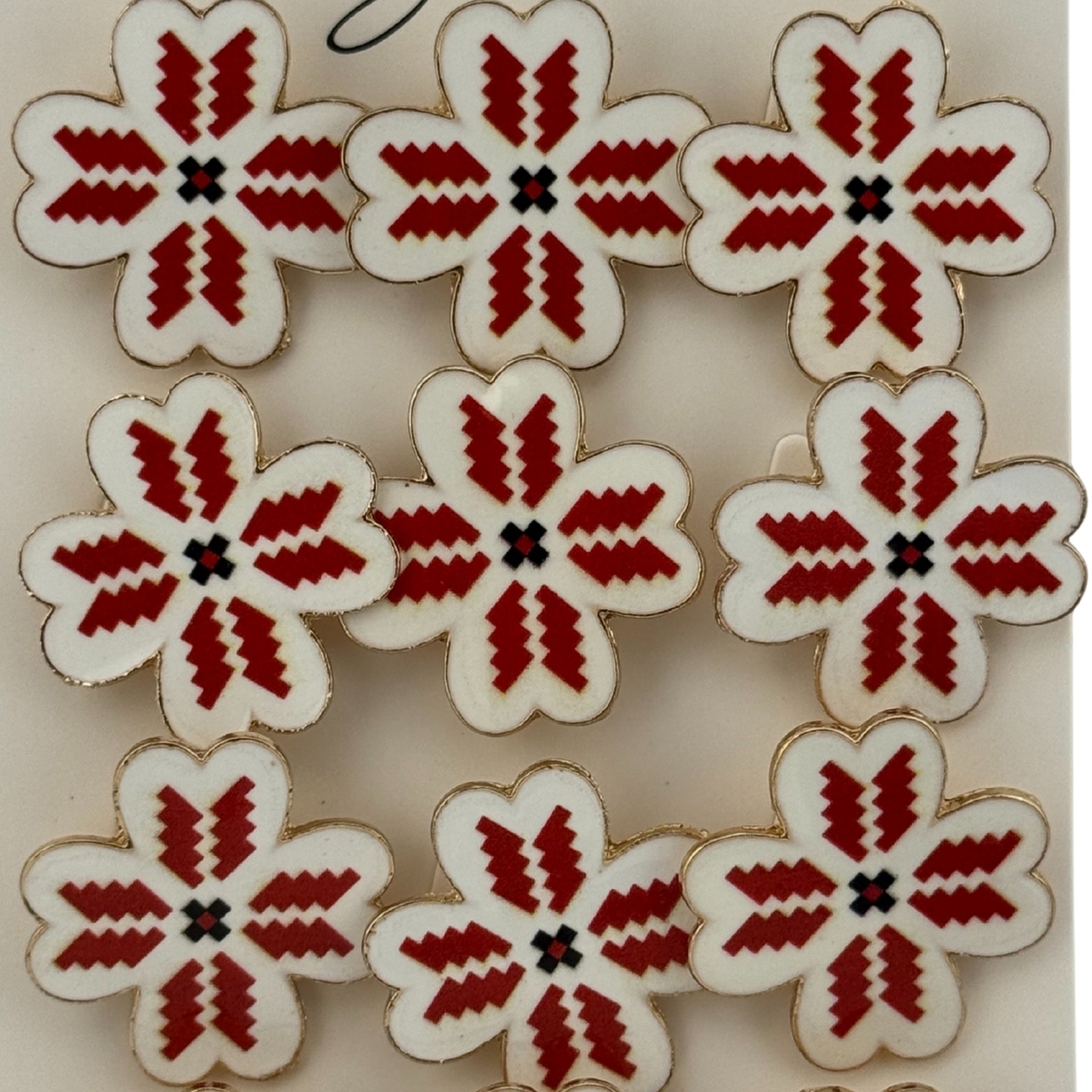 Set 12 Brose Martisor Primavara, Jolie, Model Trifoi cu Motiv Traditional Rosu