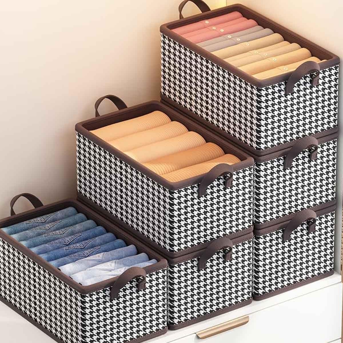 Cutie De Depozitare, Flippy, Pentru Haine, Lenjerie, Sosete Si Sutiene, Material Textil, 9 Compartimente, 44x30x20 cm, Culoare Alb-Negru