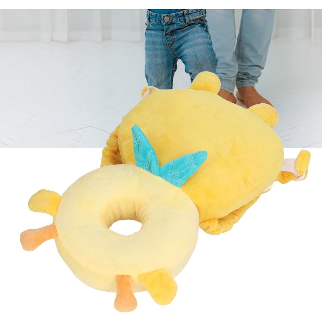 Perna tip Rucsac pentru Protectia Capului, Vafy, Tetiera tip Girafa, pentru Bebelusi, 33x6x19 cm, 180 g, Galben