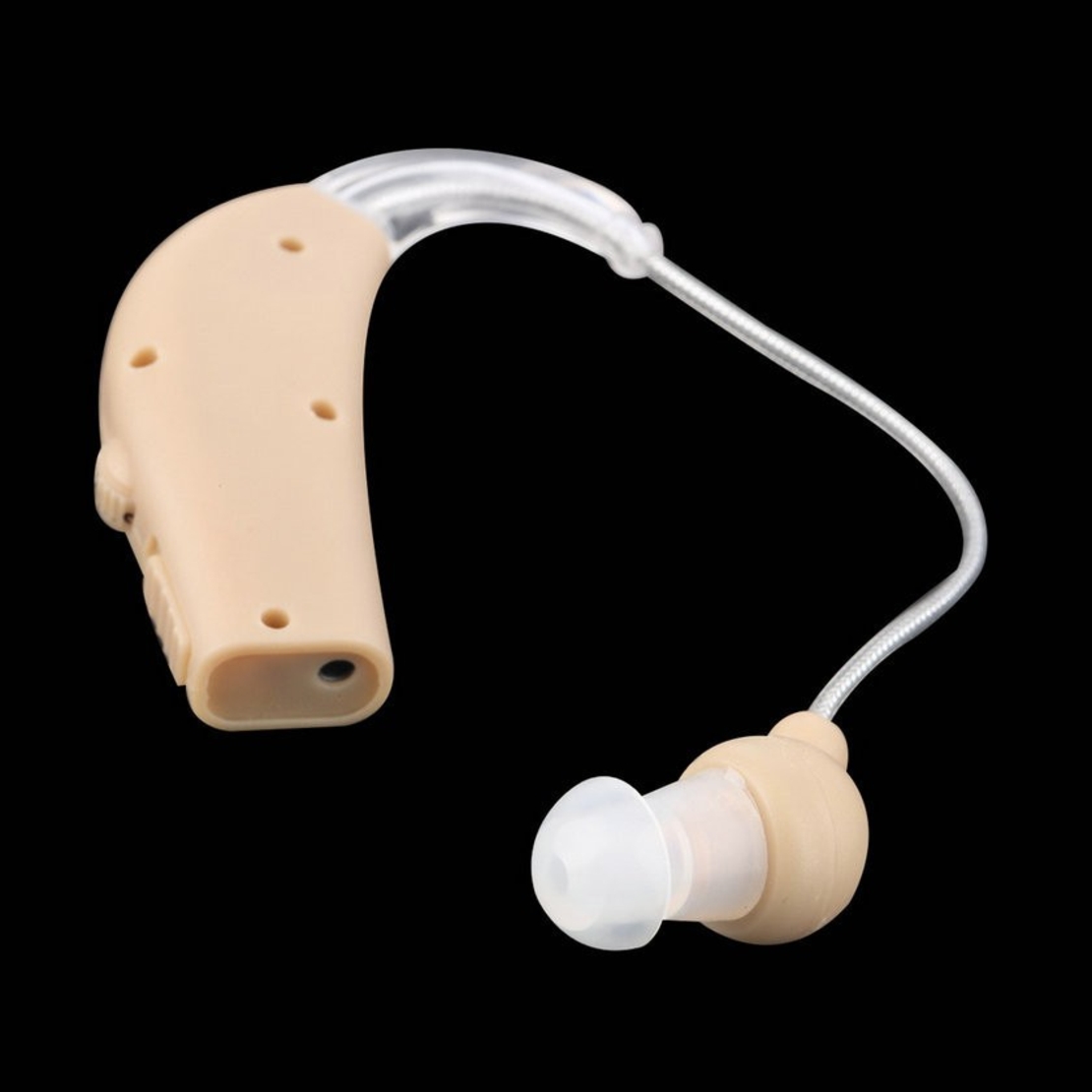 Aparat Auditiv BTE Reincarcabil, Flippy, JZ-1088F, Aparat Auditiv Auxiliar cu Statie de Incarcare, In EAR, Amplificator de Sunet, din ABS Silicon, Bej