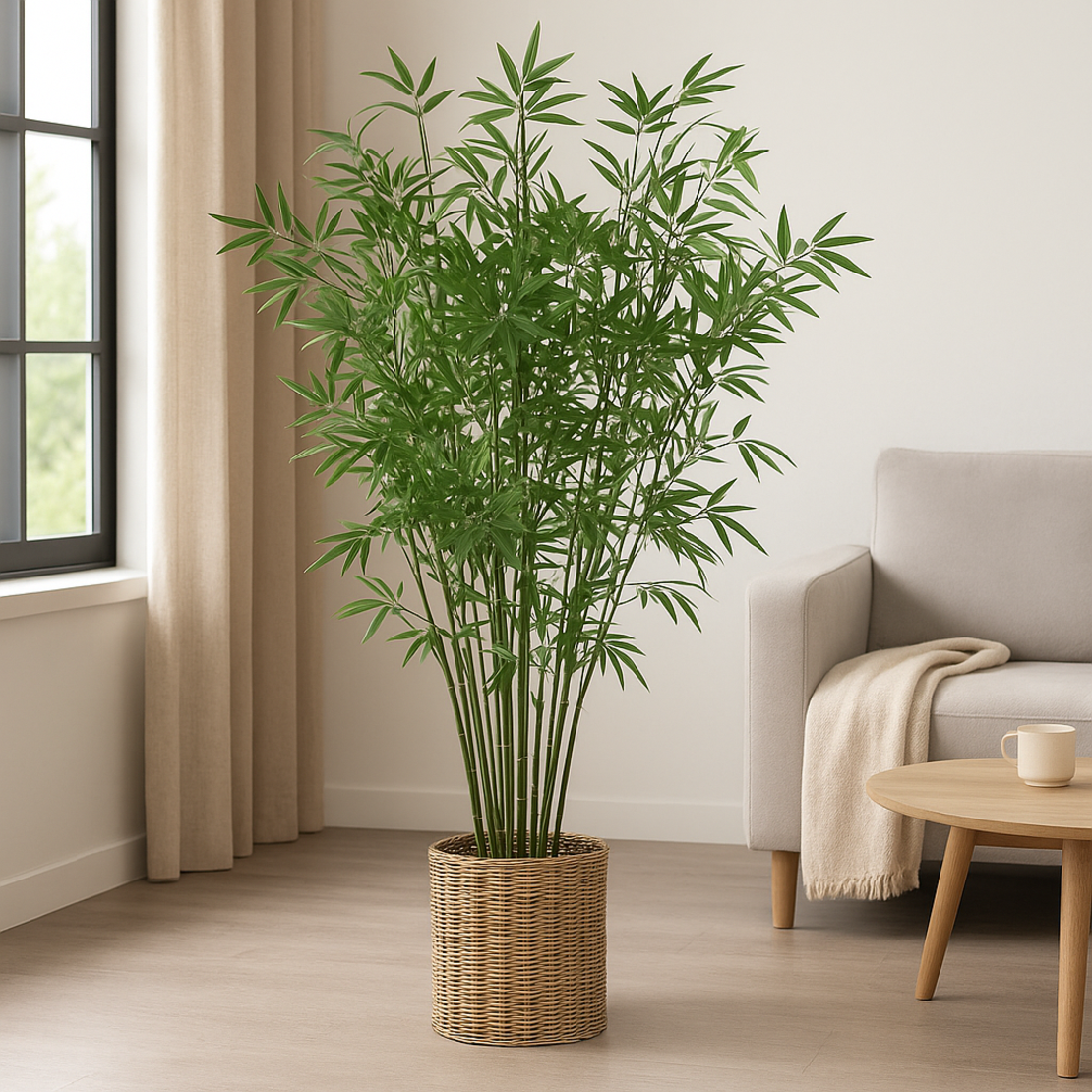 Bambus artificial Atmosphera cu ghiveci din material natural, 150 cm, verde